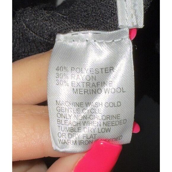 Ann Taylor LOFT Black Open Front Ruffle Cardigan Sweater Long Sleeve Size Large - Picture 4 of 6